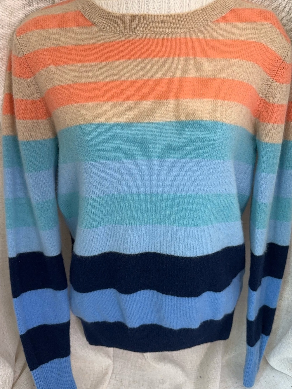 🩵 Vineyard Vines 100% Cashmere Coastal Stripe Sweater • Coral & Sea Glass • XS